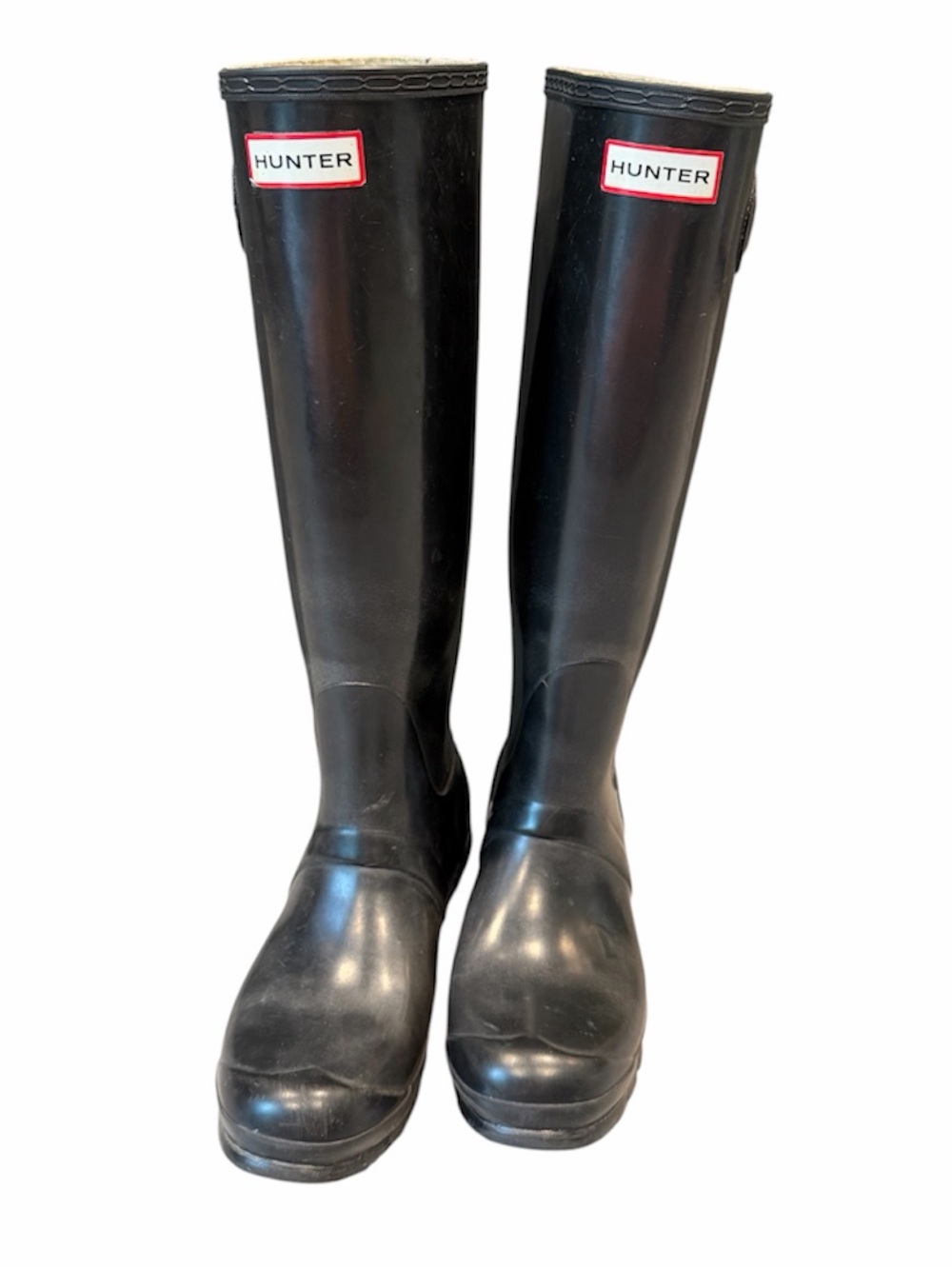 Hunter Boots Original Tall Gloss Black Rain Boots Classic Glossy Wellies US 7M